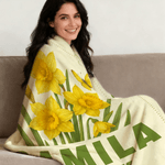 Personalized Multicolor Birth Flower Throw Blanket with Name Christmas Birthday Gift for Sisters Bridesmaids Mom Grandmom