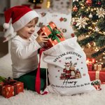 Personalisierter Canvas Weihnachtssack Geschenktüte mit Namen Wunschspruche Weihnachtsmann und Seiner Freunden Weihnachten Geschenk für Kinder Familie