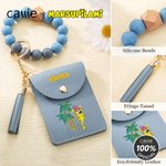 Personalised Long-Tailed Leopard Marsupilami Keychain Wristlet Wallet with Beaded Bracelet and Name Birthday Gift for Her | Callie × Marsupilami®
