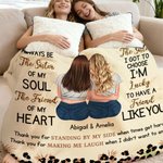 Personalized To My Bestie Cartoon Character Back View Leopard Print Soft Throw Blanket with Name Home Decor Christmas Gift for Sisters Besties
