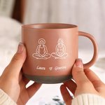 Taza de cerámica de 12 oz con asa y nombre Personalizada Estilo Arte Lineal Diseño de Personaje de Perro Gato Regalo conmemorativo para Amigos Amantes de las Mascotas