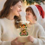 Spersonalizowana lampka nocna LED Cute Christmas Deer z drewnianą podstawą i imieniem Dekoracja przedszkola Prezent urodzinowy dla dzieci