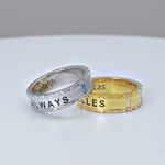 Bague géométrique personnalisée avec texte gravé Cadeau d'anniversaire pour femmes et hommes