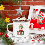 Personalized Christmas Cartoon Character Kid 12 oz Coloured Rim Enamel Mug with Name Christmas Gift for Boys and Girls