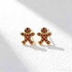 Spersonalizowane kolczyki sztyfty Romantasy Birthstone Gingerbread Man Christmas Birthday Anniversary Gift dla kobiety
