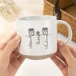 Personlig Minimalistisk 1-6 Fotavtryck Linjekonst 12 oz Keramisk mugg med namn Daglig användning Jubileum Födelsedagspresent till familjen