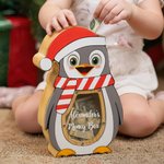 Salvadanaio in legno personalizzato con nome per bambini con cappello da Babbo Natale