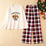 Personalisierter Schlafanzug mit Haustier-Foto und Wunschspruch | Pyjama-Oberteil | karierter Pyjamahose | Geschenk für Haustierbesitzer Frauen