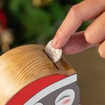 Salvadanaio in legno personalizzato con nome per bambini con cappello da Babbo Natale