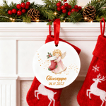 Personalized Christmas Angel Christmas Ceramic Ornament with Name and Date Tree Home Decor Christmas Gift for Family Friends
