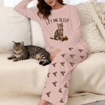 Pigiama a maniche lunghe personalizzato con foto di animale domestico e testo maglietta in cotone regalo per amanti degli animali