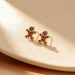 Spersonalizowane kolczyki sztyfty Romantasy Birthstone Gingerbread Man Christmas Birthday Anniversary Gift dla kobiety