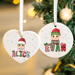 Personalised Cartoon Character Christmas Hat Ceramic Ornament with Name Home Tree Decor Christmas Gift for Boys Girls