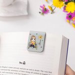 Marcapáginas magnético personalizado con personaje de dibujos animados y flor de nacimiento regalo de cumpleaños para amantes de lectura