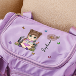 Personalised Cartoon Character Birth Flower Waterproof Large Travel Duffel Bag with Name Birthday Gift for Bookworms Sports Lovers
