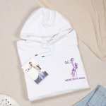Personalisiertes T-Shirt mit Line-Art-Stickerei nach Foto | mit Wunschtext | Sweatshirt und Hoodie | Geburtstag Muttertag Geschenk für Familie Freunde