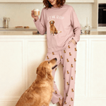 Pigiama a maniche lunghe personalizzato con foto di animale domestico e testo maglietta in cotone regalo per amanti degli animali