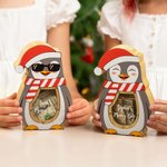 Salvadanaio in legno personalizzato con nome per bambini con cappello da Babbo Natale