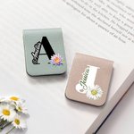 Segnalibro magnetico in pelle PU personalizzato con nome fiore e iniziale accessorio per letture regalo per amanti dei libri