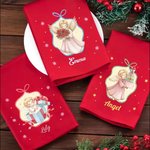 Tovagliolo riutilizzabile personalizzato in cotone con nome e angelo di Natale decorazione festiva per la tavola regalo di Natale per famiglia e amici