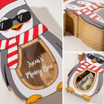Salvadanaio in legno personalizzato con nome per bambini con cappello da Babbo Natale