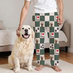 Personliga söta rutiga pyjamasbyxor med snörning kan anpassas med 1-4 bilder på ditt husdjur och namn perfekt present till djurälskare
