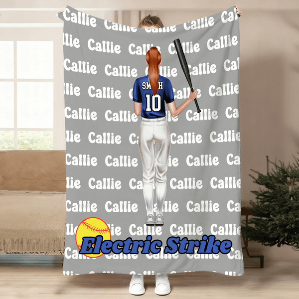 Personalized Softball Character Soft Throw Blanket with Team Name and Number Game Day Senior Night Team Gift for Team Members Softball Players