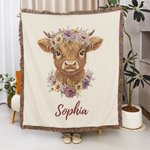 Boho Farm Animal Manta suave para bebé personalizada con nombre y borlas Cumpleaños Baby Shower Regalo para recién nacidos Nuevos padres