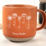 Personalized 1-6 Birth Flowers Line Art 12 oz Ceramic Mug with Name and Text Anniversary Birthday Christmas Gift for Family
