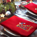 Personalized Santa Hat 100% Cotton Red Napkin with Name and Initial Party Table Decor Christmas Gift for Family Friends