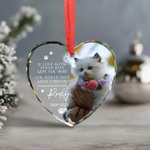 Personalized Paw Print Photo Heart Round Ornament with Name and Year Tree Decor Birthday Memorial Christmas Gift for Pet Lovers Owners