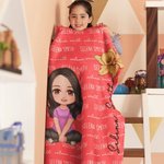 Coperta morbida personalizzata con personaggio in stile cartone animato nome e fiore di nascita regalo perfetto per compleanni o Natale per bambini