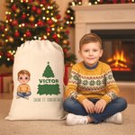 Sac Cadeau à Cordon Personnalisé avec Personnage de Dessin Animé Texte et Nom Cadeau Noël pour Enfants Famille et Amis 8