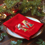 Personalized Santa Hat 100% Cotton Red Napkin with Name and Initial Party Table Decor Christmas Gift for Family Friends