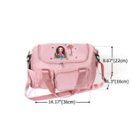 Personalised Cartoon Character Birth Flower Waterproof Large Travel Duffel Bag with Name Birthday Gift for Bookworms Sports Lovers