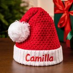 Personalisierte Weihnachtsmütze mit gesticktem Namen weiche und plüschige Strickmütze Weihnachtsgeschenk für Damen Herren Kinder Familie