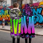 Personalisierte Graffiti-Stil Multicolor Kapuzendecke mit Namen Home Decor Geburtstag Weihnachten Geschenk für Jugendliche Freunde Graffiti-Liebhaber