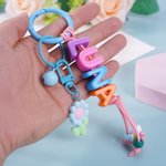 Personalizzato Multicolore nome perline fiore palloncino cane a mano borsa tag portachiavi compleanno amicizia regalo per bambini adolescenti ragazze