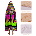 Personalisierte Graffiti-Stil Multicolor Kapuzendecke mit Namen Home Decor Geburtstag Weihnachten Geschenk für Jugendliche Freunde Graffiti-Liebhaber