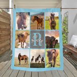 Personalisierte Foto-Collage Decke mit Fotos Initiale Namen und Hufeisen- oder Pferdemustern Winter Weihnachten Geschenk für Reiter Pferdeliebhaber