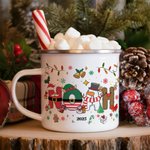 Henkilökohtainen Santa Claus Snowman Elf Poro Design 12 oz emali muki nimellä Päivittäinen käyttö joululahja pojille tytöille 1