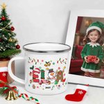 Henkilökohtainen Santa Claus Snowman Elf Poro Design 12 oz emali muki nimellä Päivittäinen käyttö joululahja pojille tytöille 5