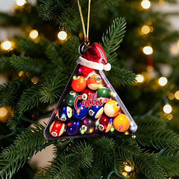 Personalisierte Santa Hut Billard Weihnachten Lichter Acryl Ornament mit Namen Home Decor Weihnachtsgeschenk für Billard-Liebhaber