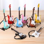 Personalized Multicolour Mini Guitar with Strap Display Ornament with Engraved Name Case Home Decor Birthday Gift for Guitarist Music Lover 2