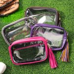 Spersonalizowana wielokolorowa przezroczysta torba na stadion Crossbody z imieniem i frędzlami do codziennego użytku Prezent urodzinowy dla niej Miłośnicy sportu