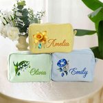Personalisierte Retro Edelstein Geburt Blume Streifen große Kapazität Kosmetiktasche mit Namen Reise Essentials Brautjungfer Geburtstag Geschenk für Frauen