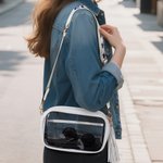 Spersonalizowana wielokolorowa przezroczysta torba na stadion Crossbody z imieniem i frędzlami do codziennego użytku Prezent urodzinowy dla niej Miłośnicy sportu