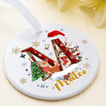 Personalised Cute Santa Claus Snowman Initial Ceramic Christmas Ornament with Name Tree Decor Christmas Gift for Friends Family