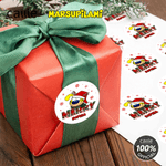 Personalized Christmas Long Tailed Marsupilami Set of 2 Waterproof Stickers Labels with Name Christmas Gift for Family Kids | Callie × Marsupilami®