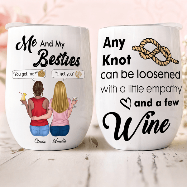 Personalizzato Me and My Besties Personaggio dei cartoni animati da 12 once Bicchiere da vino isolato con nomi Compleanno Festa Anniversario per le amiche
